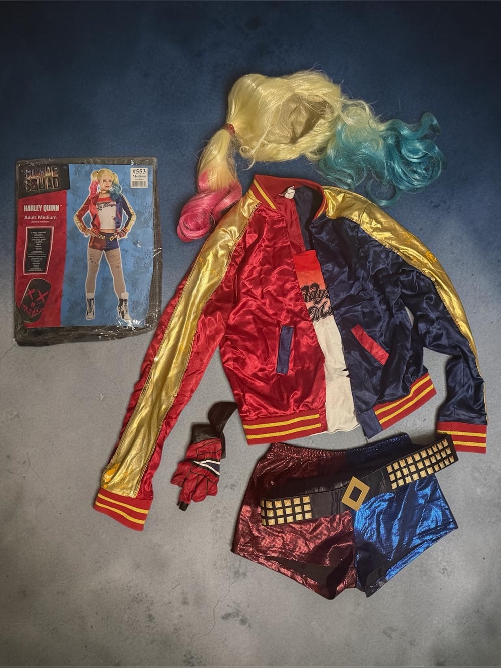 Suicide Squad Harley Quinn Bomber Jacket Wig Costume Daddy’s Lil Monster 😈